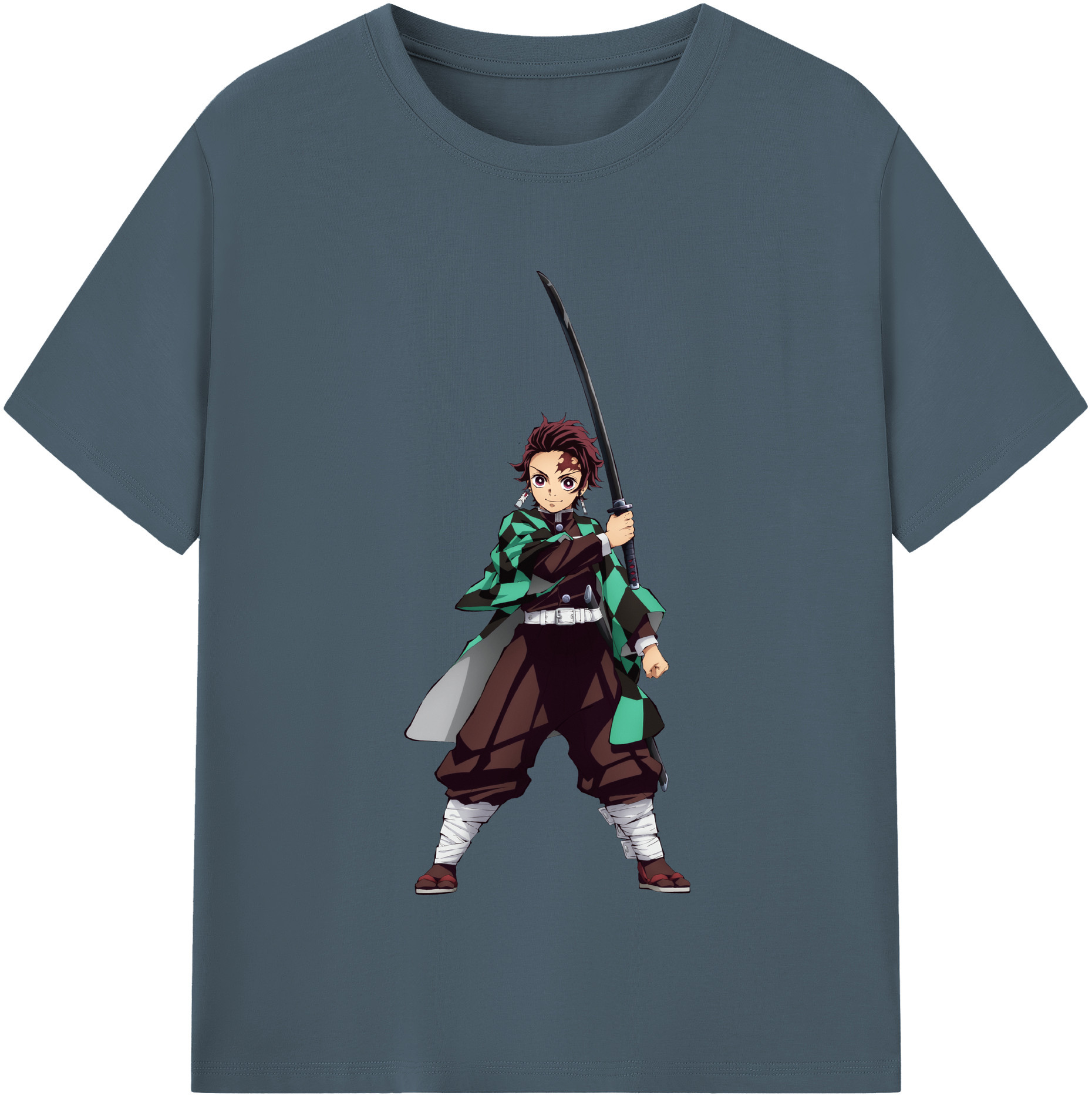 （画像用） 鬼滅の刃 竈門 炭治郎／かまど たんじろう Kamado Tanjirou 綿100％半袖Tシャツ（フロントプリント）